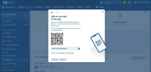 2FA 1xBet account